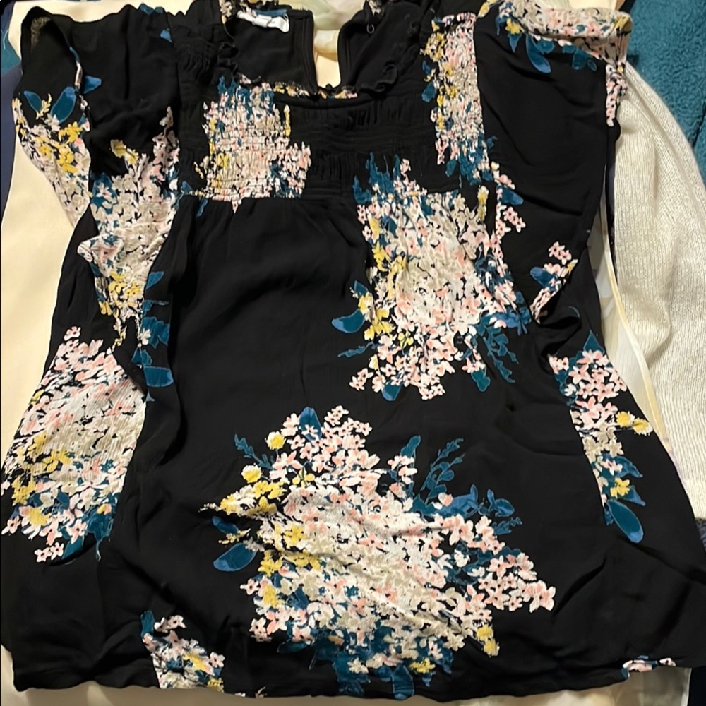 Maurices Black Ruffled Cap Sleeve Blouse